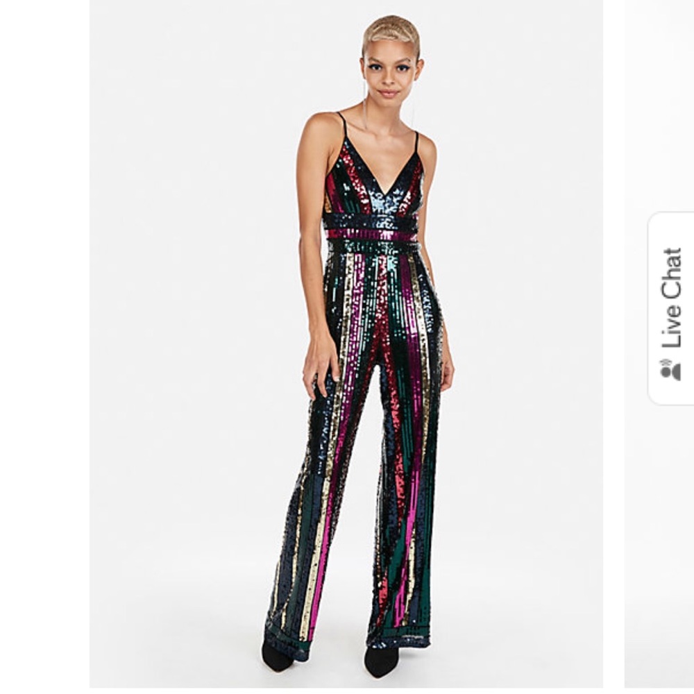 Express Multicolor Sequin Jumpsuit- prom,party...
